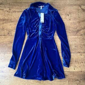 Urban Outfitters Royal Blue Velvet Skater Dress